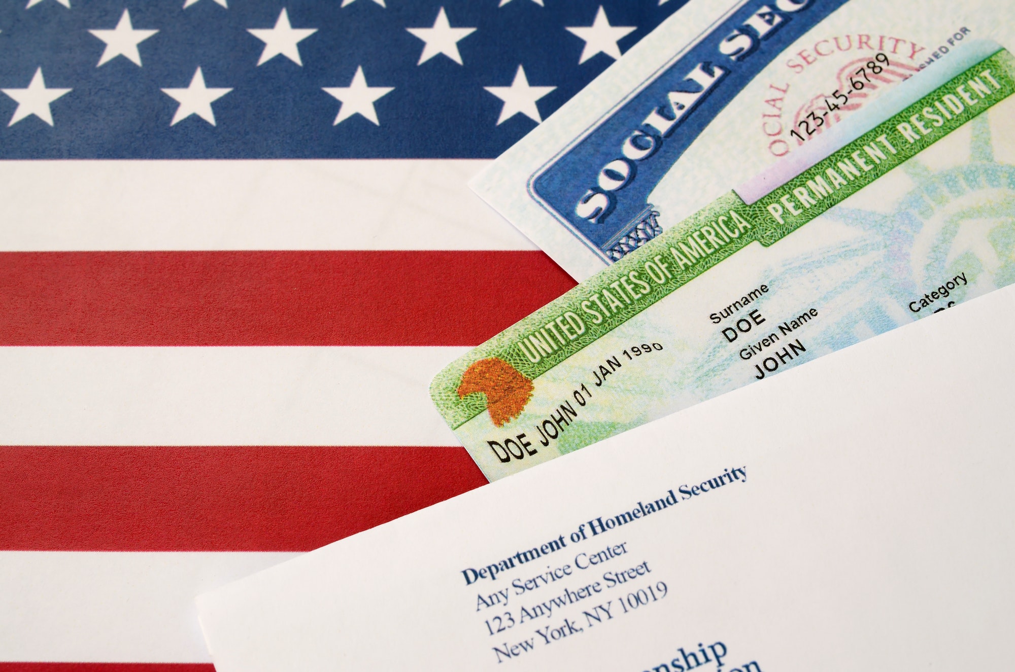 United states permanent resident green card from dv-lottery with social security number lies with